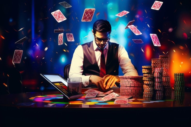 মোবাইলে ব্ল্যাকজ্যাক গাইড পড়ার দৃশ্য